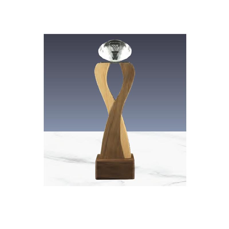 Wooden trophy with diamond crystal on top